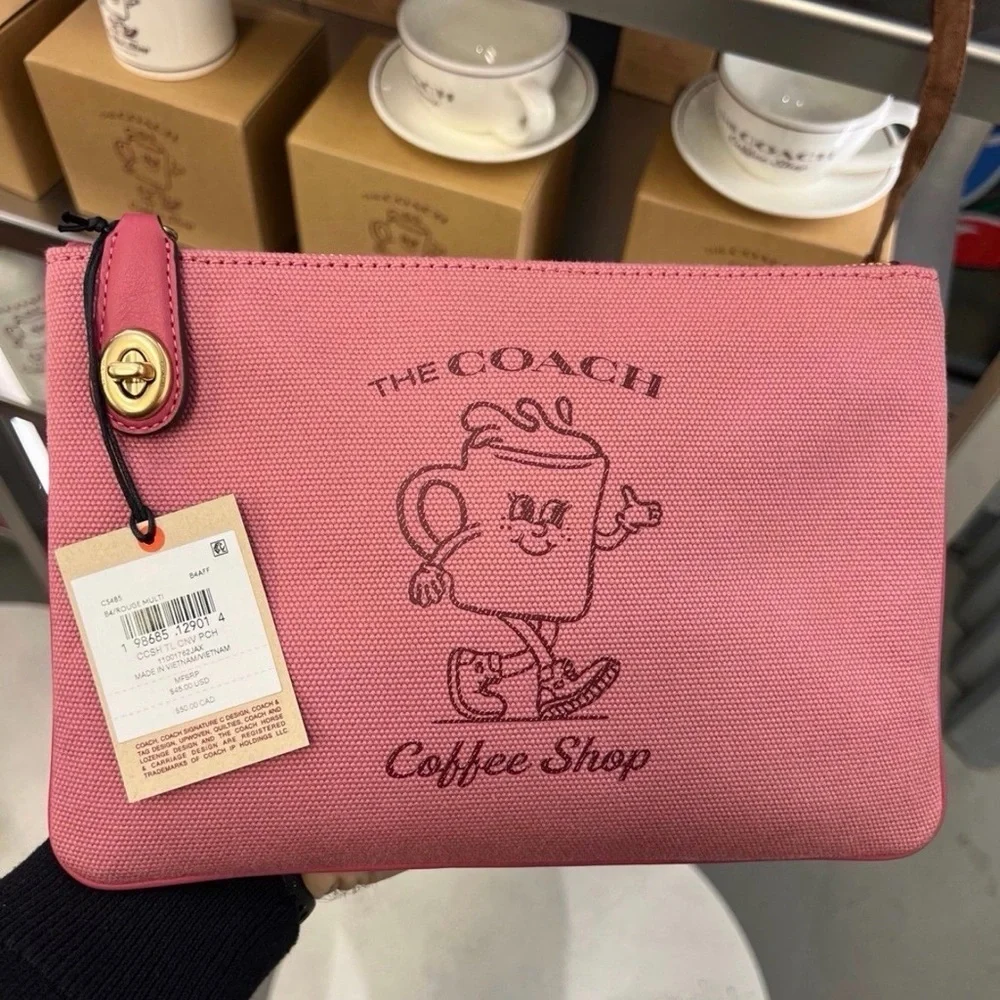 Coach Coffee Shop Lil Miss Jo Pink Pouch NWT - Picture 1 of 3